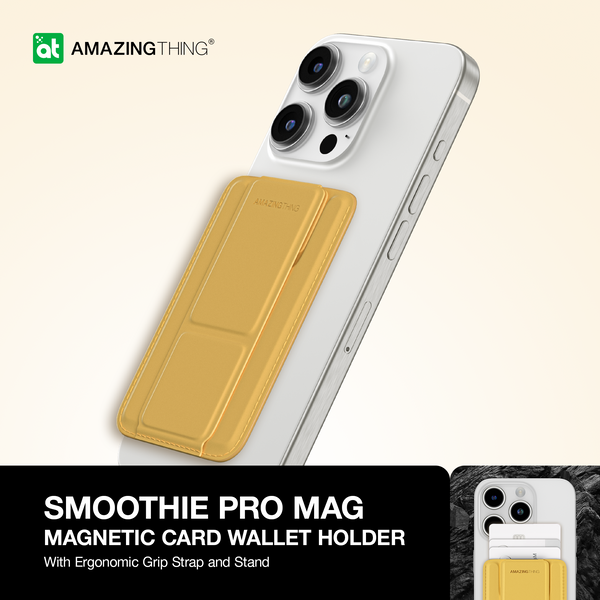 Smoothie Pro Mag Magnetic Card Wallet Holder With Ergonomic Grip Strap and Stand