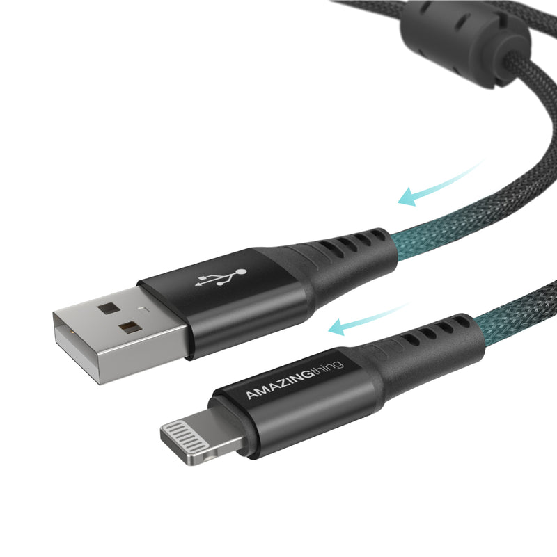 Power Max Pro Lightning to USB-A Charging Cable with Dual Ferrite Ring (1.5M)