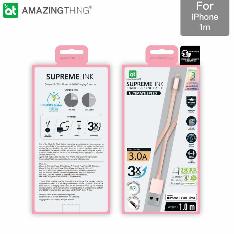 SUPREMELINK Power Max Lightning 轉 USB-A 充電線 1m