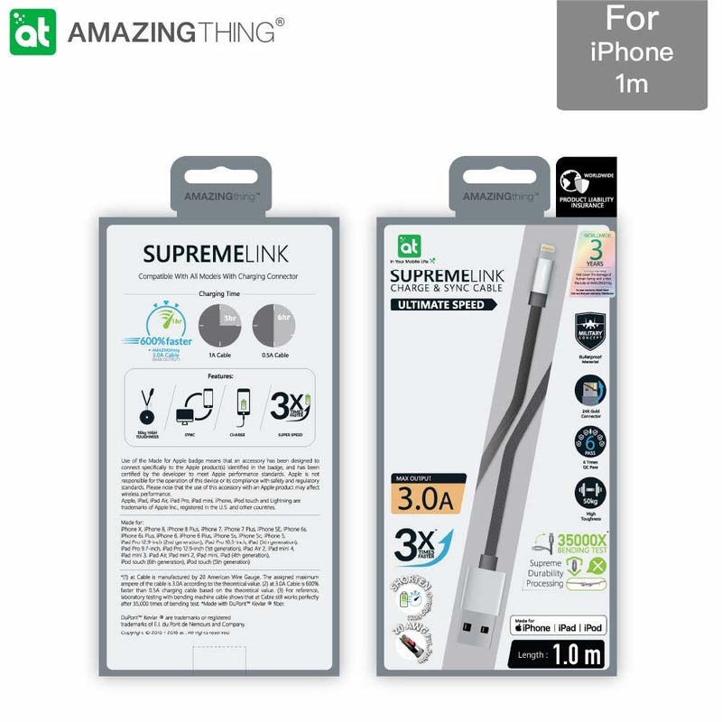 SUPREMELINK Power Max 閃電轉 USB-A 電纜 1m