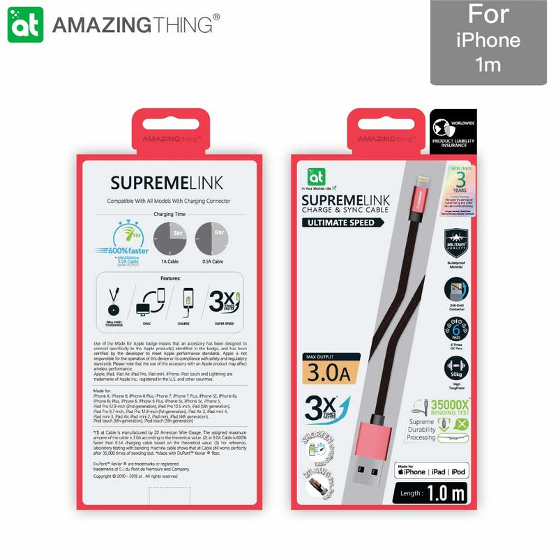 SUPREMELINK Power Max Lightning 轉 USB-A 充電線 1m